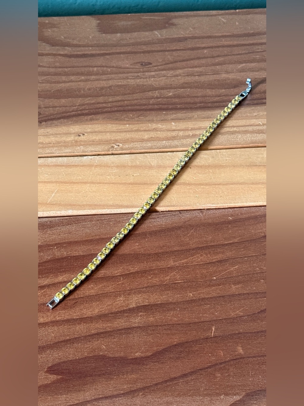 JCM Stainless Steel Yellow CZ Tennis Bracelet 8” Cubic Zirconia